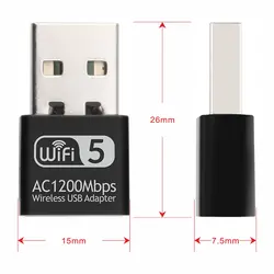 迷你无线网卡USB WiFi适配器以太网2.4G 5g双频Windows台式笔记本电脑WiFi天线接收器 - Product Image 2