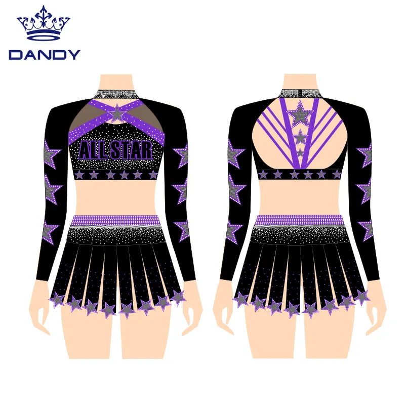 Mais novo design livre e moderno de secagem rápida roupa, atacado, personalizado, bling, alta qualidade, todas as estrelas, cheerleading, uniforme