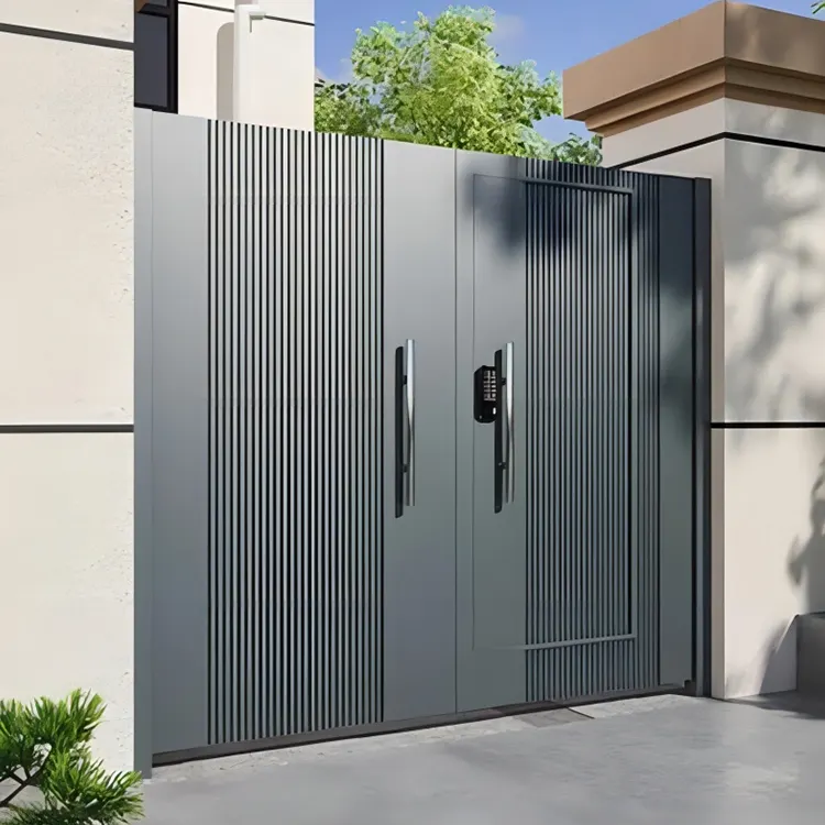 Vallas y puertas de aluminio de estilo clásico para casa, diseño resistente, arte de aluminio, puerta de patio automática
