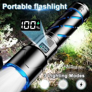 Top bán siêu mạnh mẽ phóng to Đèn pin dài khoảng cách <span class=keywords><strong>Torch</strong></span> ánh sáng với USB sạc <span class=keywords><strong>LED</strong></span> bóng đèn - Product Image 3