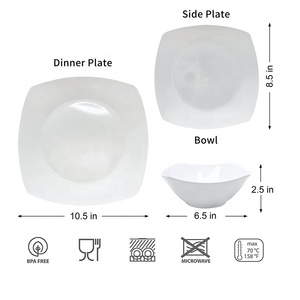 12件套陶瓷餐具套装，酒店超市方形餐具套装 - Product Image 2
