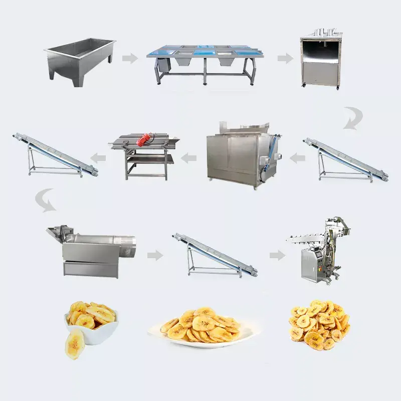 Machine à frire les chips de banane Ligne de production industrielle automatique de chips de plantain Friteuse en acier inoxydable Friteuse de pommes de terre