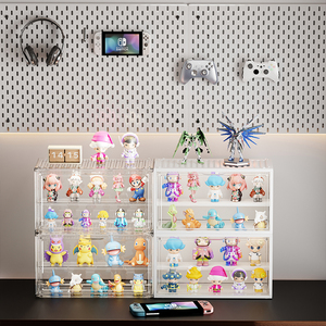 Moderno alta transparência Desktop Organizer plástico Cube Toy Figura <span class=keywords><strong>Display</strong></span> Armazenamento Bin Box com tampa magnética