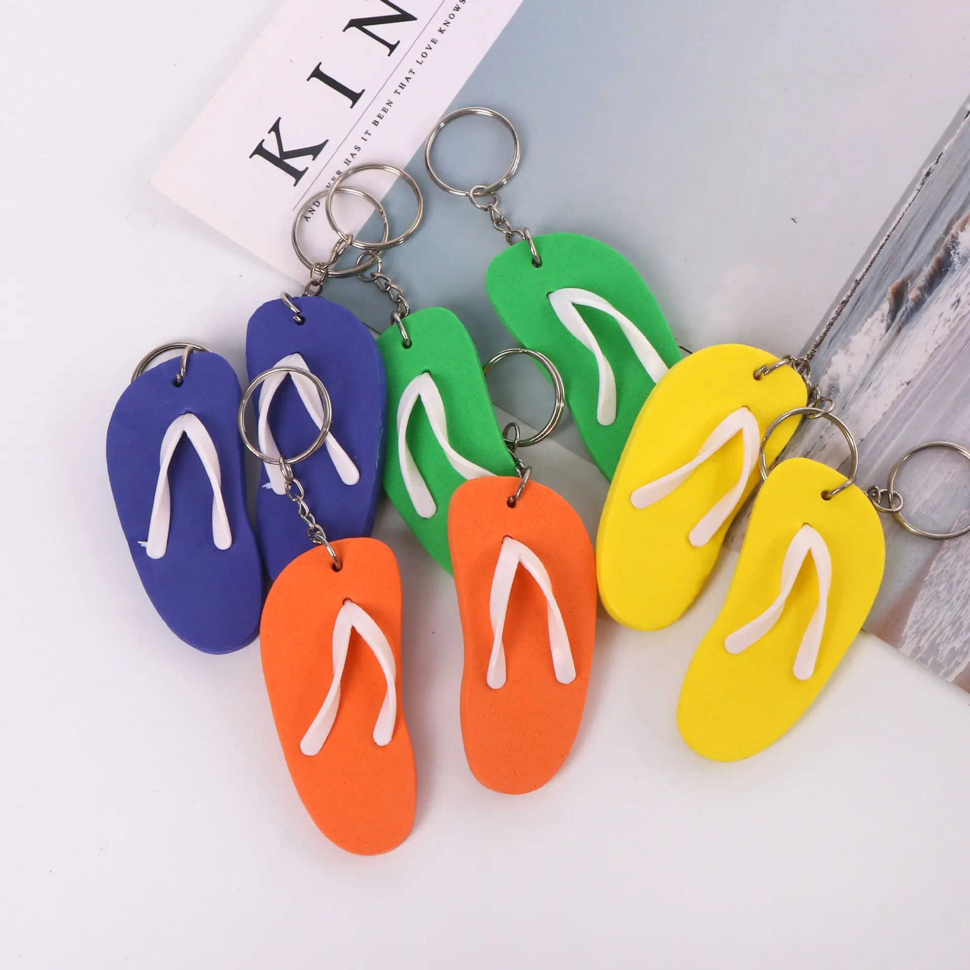 Eva 3D Mini Dép Keychain đầy màu sắc Thi Đua Bãi Biển Dép bọt Keychain nổi Mini Keyring bán buôn