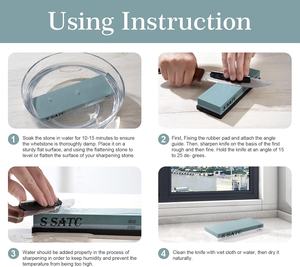 Whetstone 600/2000 Grits Wet <strong>Stone</strong> Sharpening Kit <strong>with</strong> Non-slip <strong>Rubber</strong> Base Angle Guide And Flattening <strong>Stone</strong> - Product Image 4