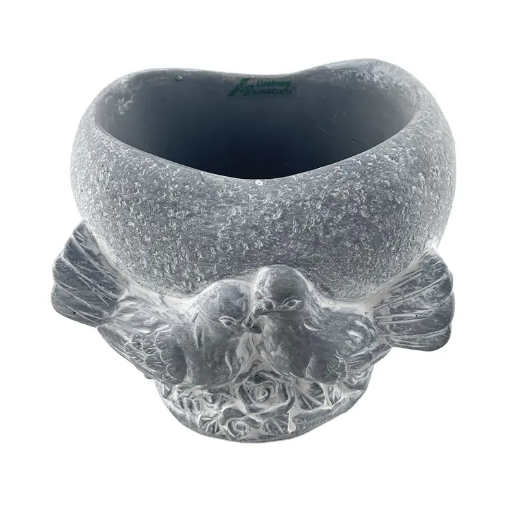 Free sample high quality China factory dark gray color bird with heart shape flower pot