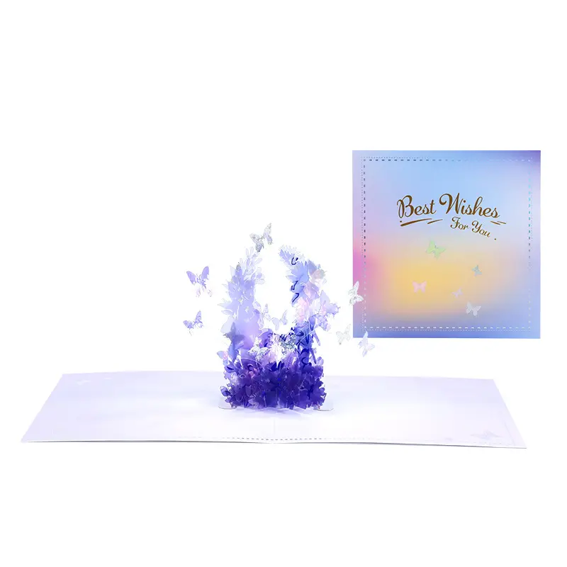 Nueva Tarjeta de mensaje tridimensional escultura de papel hecha a mano 3D Flor de cristal mariposa DIY juego de tarjetas de felicitación hechas a mano