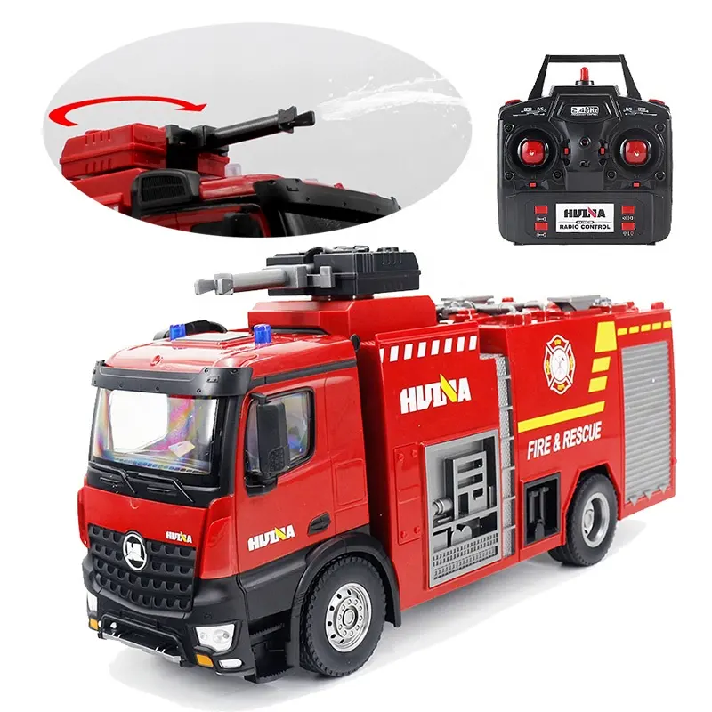 Huina 1562 1:14 22chシミュレーションホビーカーリモートコントロールスプリンクラーウォーターポンプスプレー付きRC消防車トラックおもちゃ子供男の子用