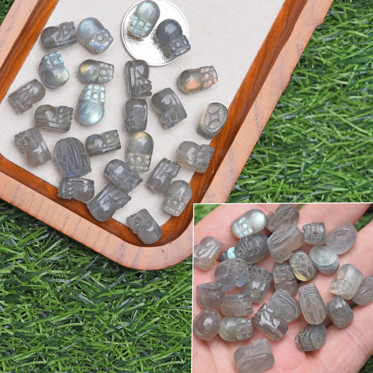 17 labradorites pixiu de taille moyenne
