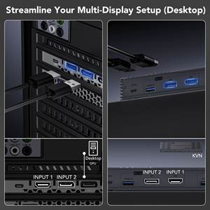SYONG 8K HDMI DisplayPort <strong>KVM</strong> <strong>Switch</strong> for Two Computers, Dual Monitors, DP <strong>1</strong>.4 HDMI <strong>2</strong>.<strong>1</strong> USB 3.0 4K 144hz High Refresh Rate Gaming