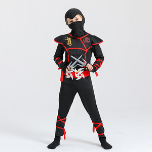 热销产品男孩忍者服装儿童万圣节服装红色黑色连帽忍者服装套装 - Product Image 2