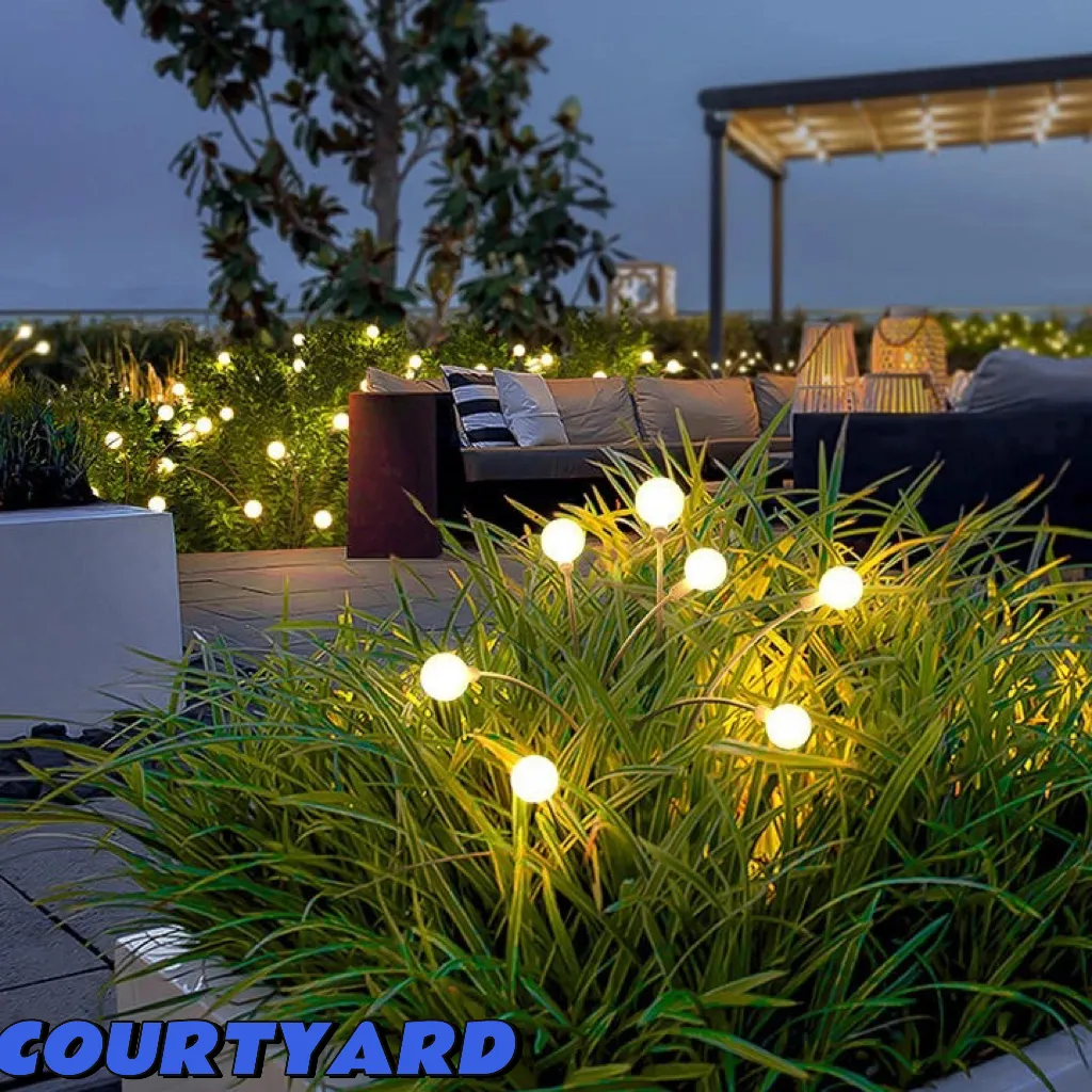 Campeggio all'aperto fuochi d'artificio lampeggianti 6/8/10 teste LED Powered Wind Dance Solar Firefly Garden Lights