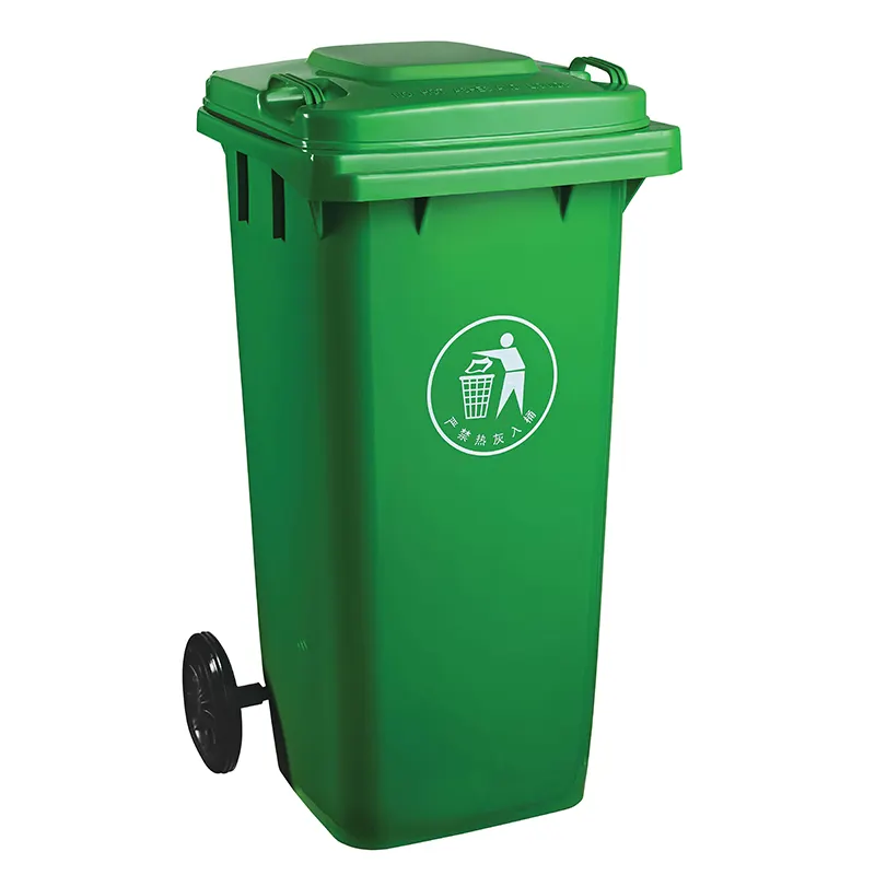 Cubo de basura Rectangular de plástico, alta calidad, verde, 120 litros
