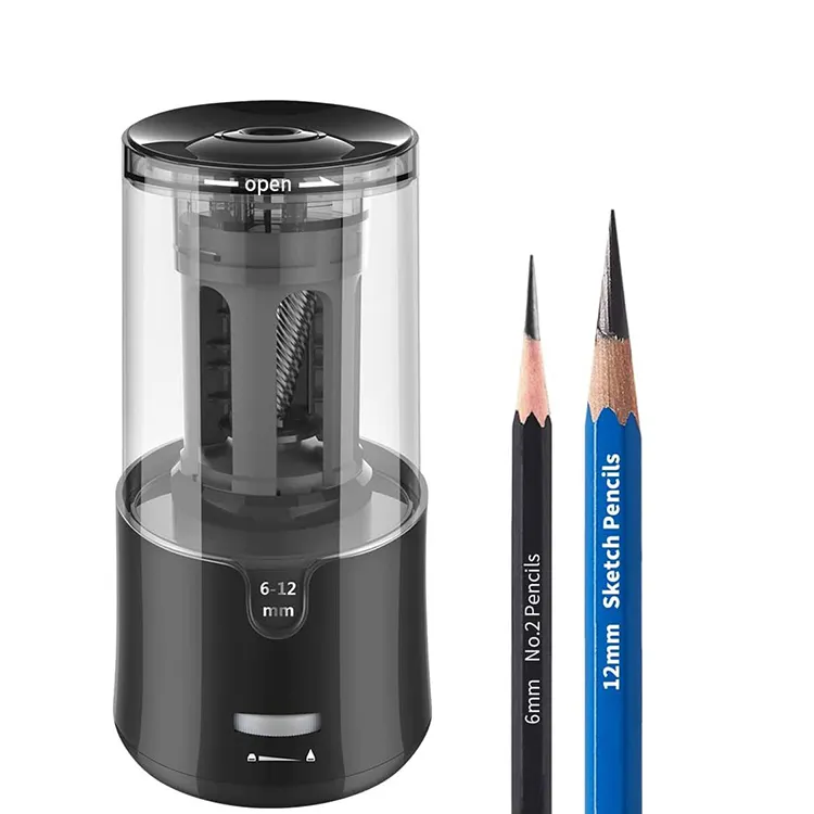 Afilador de lápices automático, dispositivo seguro y creativo de gran apertura, agujero de polo grueso, enchufe de corte, nuevo
