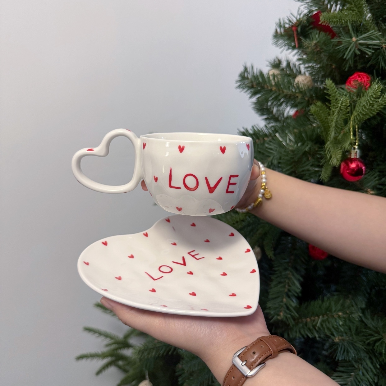 LOVE coeur tasse blanche 280ml coeur plat