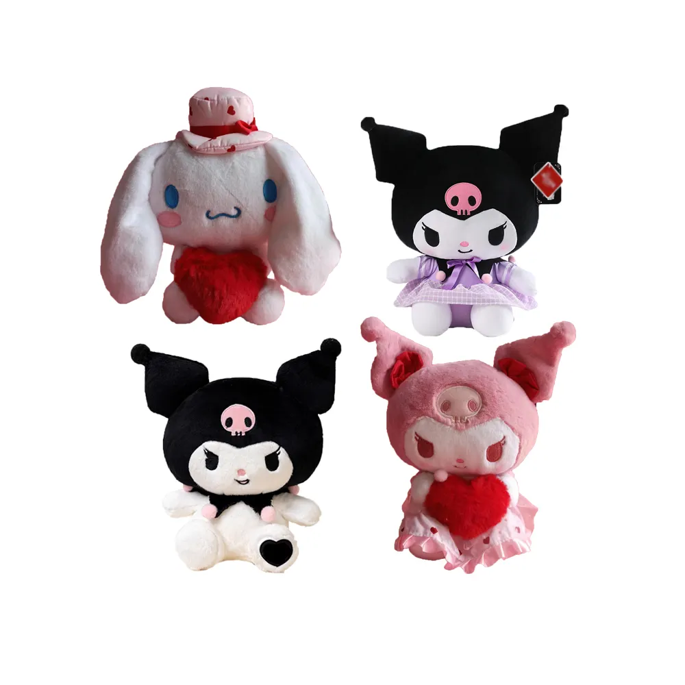 Boneka mewah boneka Kuromi putri boneka mewah busur lembut Anime kartun ragdol Dekorasi Rumah Anak perempuan cinta