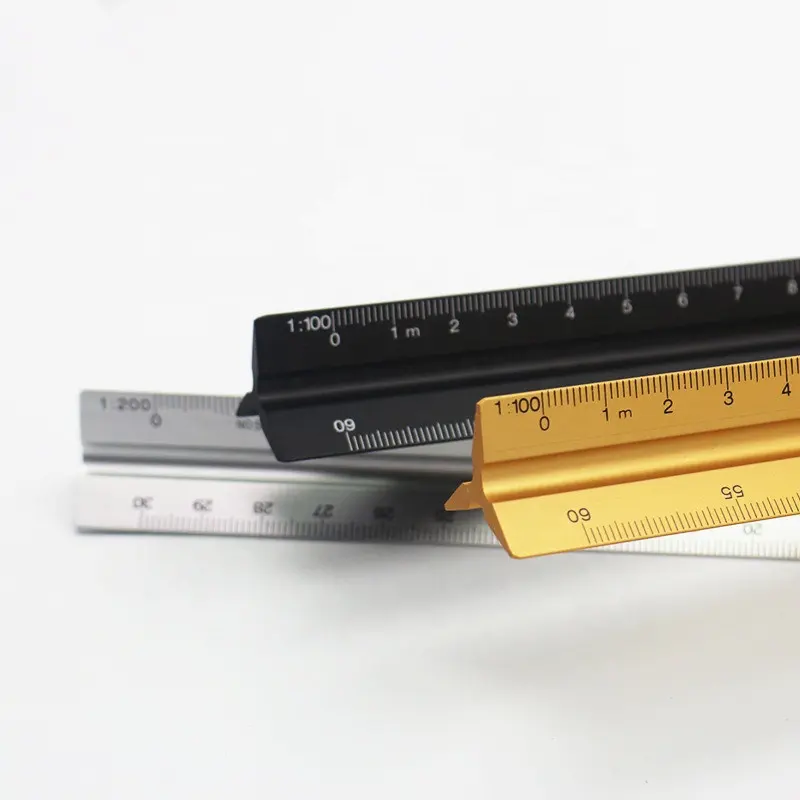 Personalizar 30 centímetros Alumínio Triângulo Escala Metal Arquiteto Técnico 1: 20-1: 150 Engenheiro Régua Projeto Elaboração Réguas