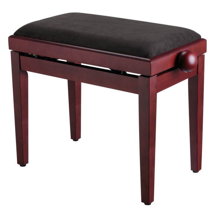RS-232-1 Matte Mahogany Bench with Black Corduroy Cushion