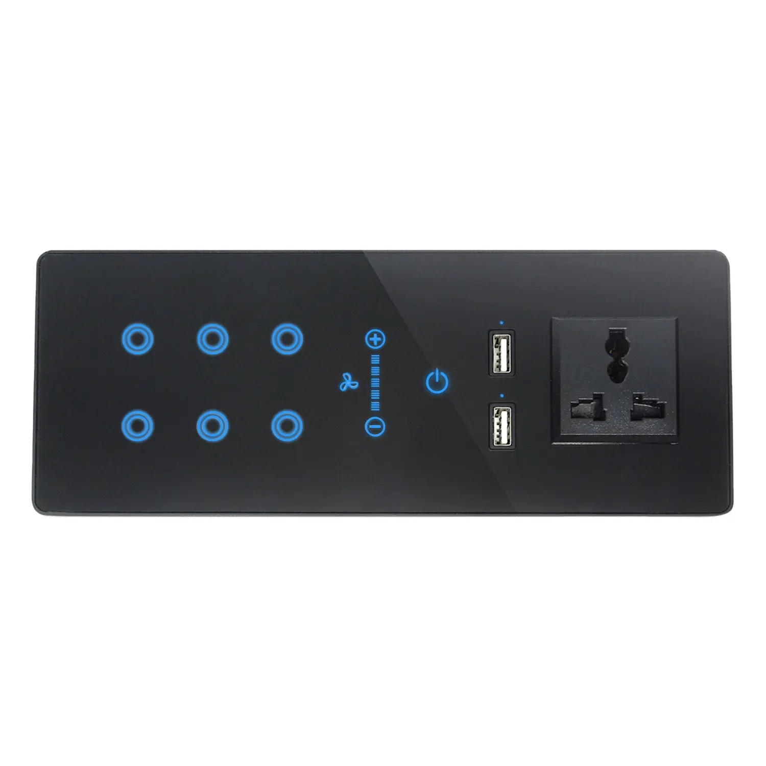 Placa de interruptor inteligente con Wifi, Interruptor táctil con espejo eléctrico, 6 entradas, 2 puertos USB, 16A