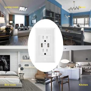 110V 15A美国标准电源插座双4.2A USB充电端口，带发光二极管指示灯 - Product Image 5