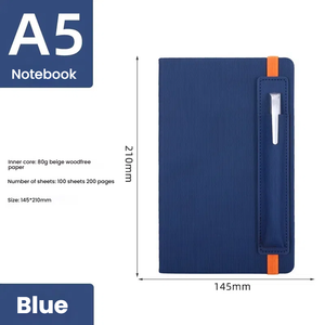 Customizable A5 Leather <strong>Notebook</strong> <strong>with</strong> Pen 100 Sheets <strong>Notebook</strong> <strong>with</strong> Embossing Gold Foil Stamping for Class&amp;Meeting <strong>Notes</strong> and Gift