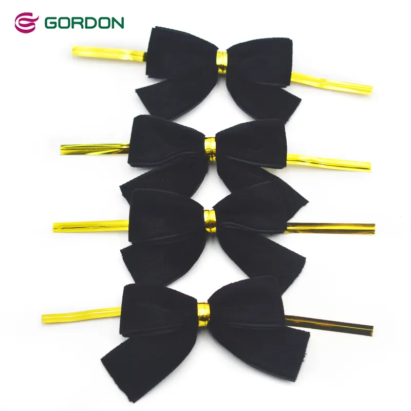 Ruban de Noël Gordon Ribbons Ruban de velours noir rouge Noeud papillon pour la fabrication de bonbons Cookie Baking Box Decoration Red Ribbon Bracelet