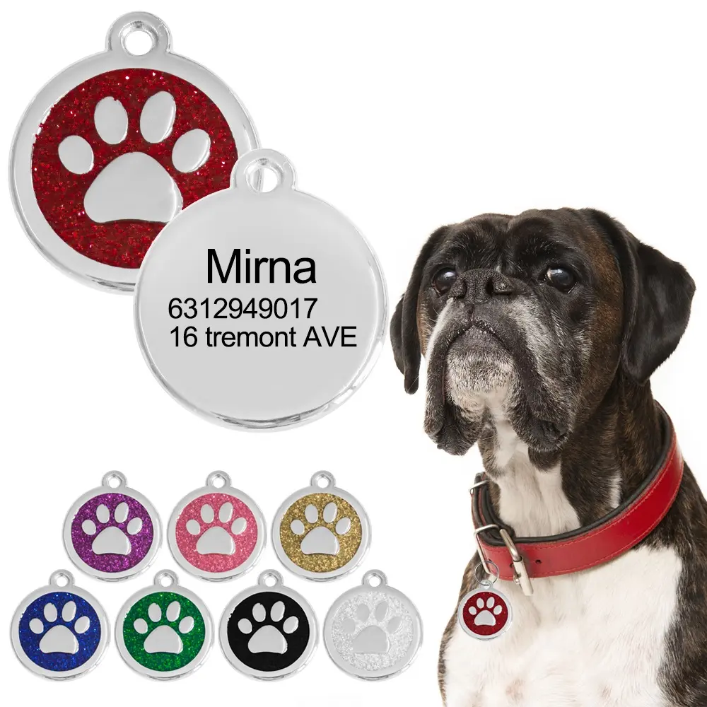 Thép không gỉ Dog Name Tags dây chuyền khắc trống Dog ID tag tùy chỉnh kim loại dogtag Pet ID thẻ