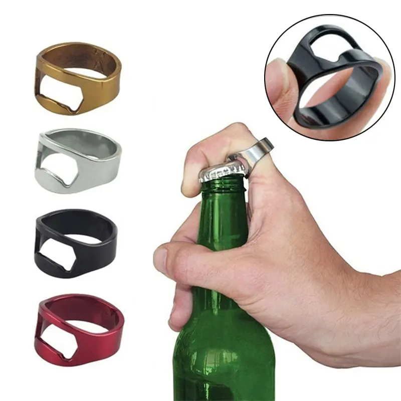 Taşınabilir Mini yüzük bira şişe kapağı açacağı paslanmaz çelik parmak yüzük-şekil şişe bira kapağı açılış sökücü mutfak Bar araçları