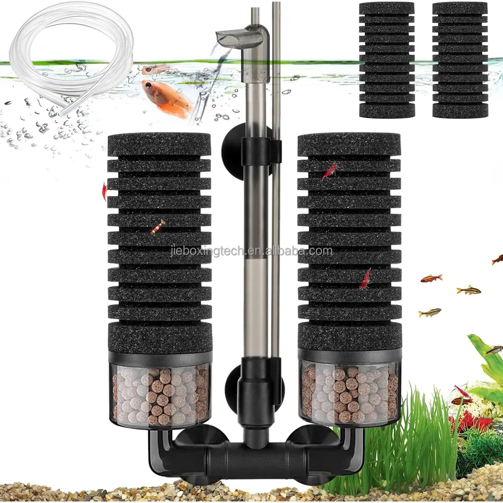 Filtro per pesci acquario spugna filtro a bolle con 2 spugne per acqua salata e acqua dolce (pompa dell'aria non inclusa)