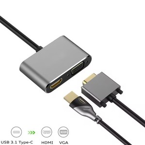 Base 2 en 1/3 en 1HUB Entrada USB Resolución 4K VGA + HDTV HD Splitter Dock para captura y grabación de video Compatible con Win - Product Image 2