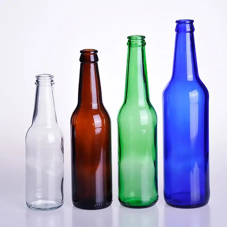 थोक स्पष्ट स्टाइलिश 1000 ml 200ml 500 ml Inflatable पेय नीला काला पानी 50Cl 1 लीटर लंबी गर्दन ग्लास बीयर की बोतल