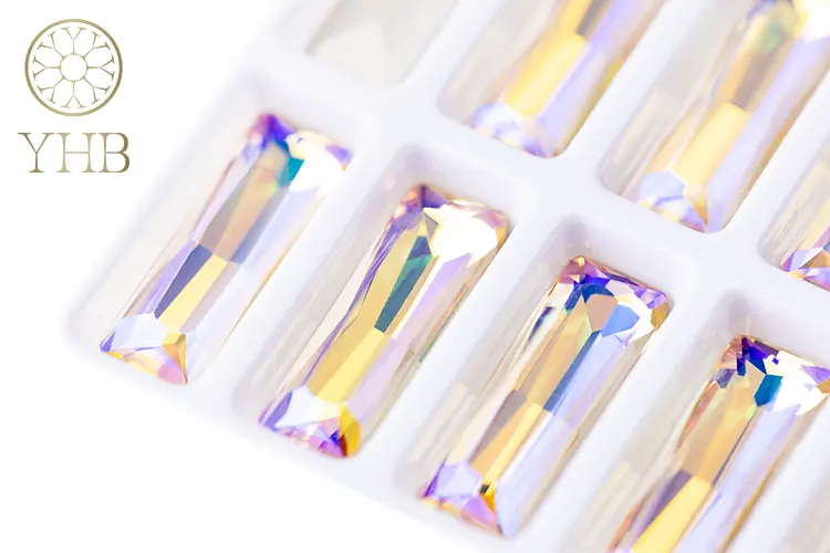 Grosir YHB berlian imitasi kaca kristal batu persegi untuk pakaian tas dekorasi