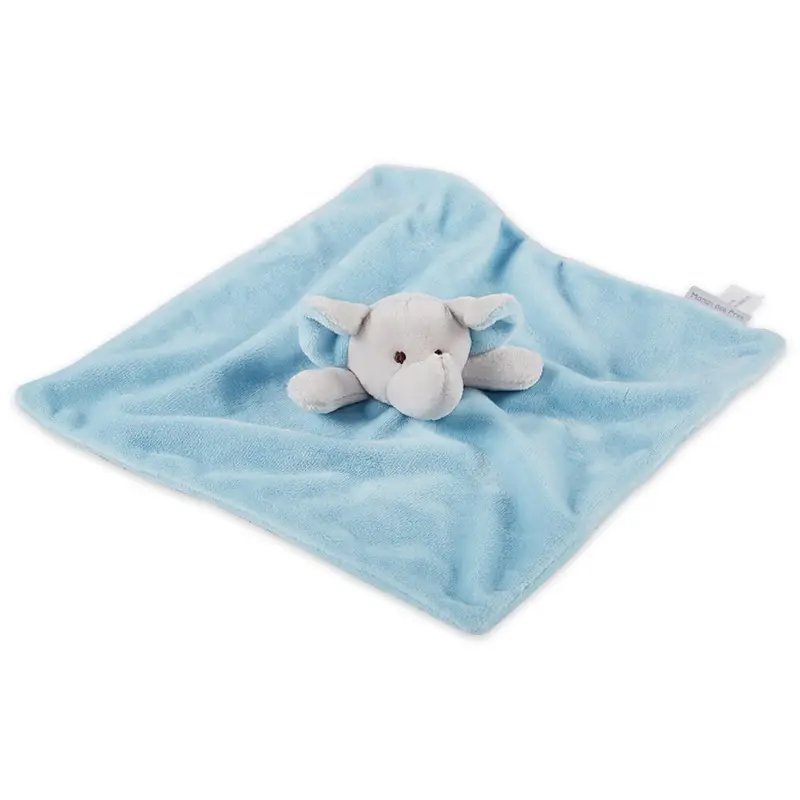 Manta de algodón orgánico para bebé, edredón de peluche de Doudou/conejito personalizado, con cabeza de elefante/oso durmiente, juguete doudou