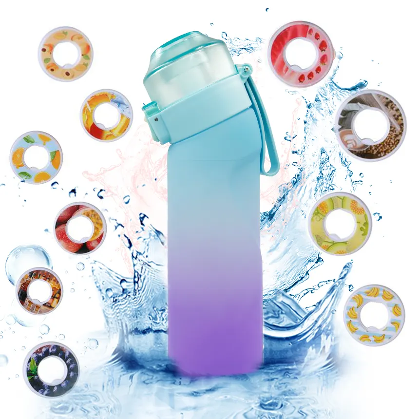 ขวดน้ําปรุงแต่งกลิ่นอากาศแบบกําหนดเอง Bpa Free พร้อมฝักรสพร้อมกลิ่นรสผลไม้ Air Ups ขวดน้ําพลาสติกกีฬา