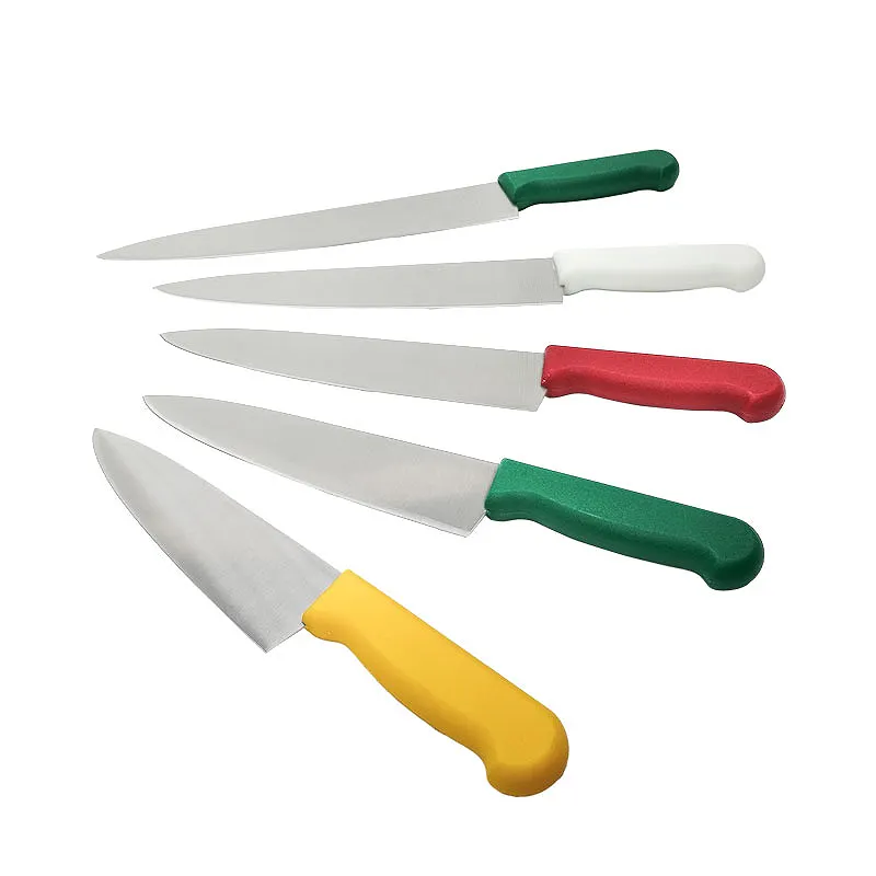 סט סכיני חיתוך בשר מנירוסטה למטבח ידית פלסטיק סט סכיני שף