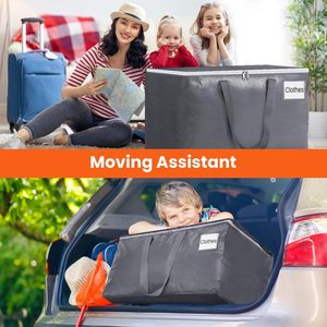 Lớn Nhiệm Vụ Nặng Nề Lưu Trữ Totes Tiết Kiệm Không Gian Di Chuyển Nguồn Cung Cấp Với Dây Kéo Xử Lý Có Nắp Đậy 93L Lưu Trữ Hộp & Thùng - Product Image 6