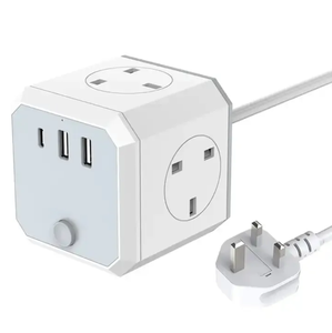 UE EE. UU. Reino Unido USB enchufe de extensión de alimentación multifunción 4 enchufes Cubo de alimentación uso doméstico tira de alimentación con USB - Product Image 3