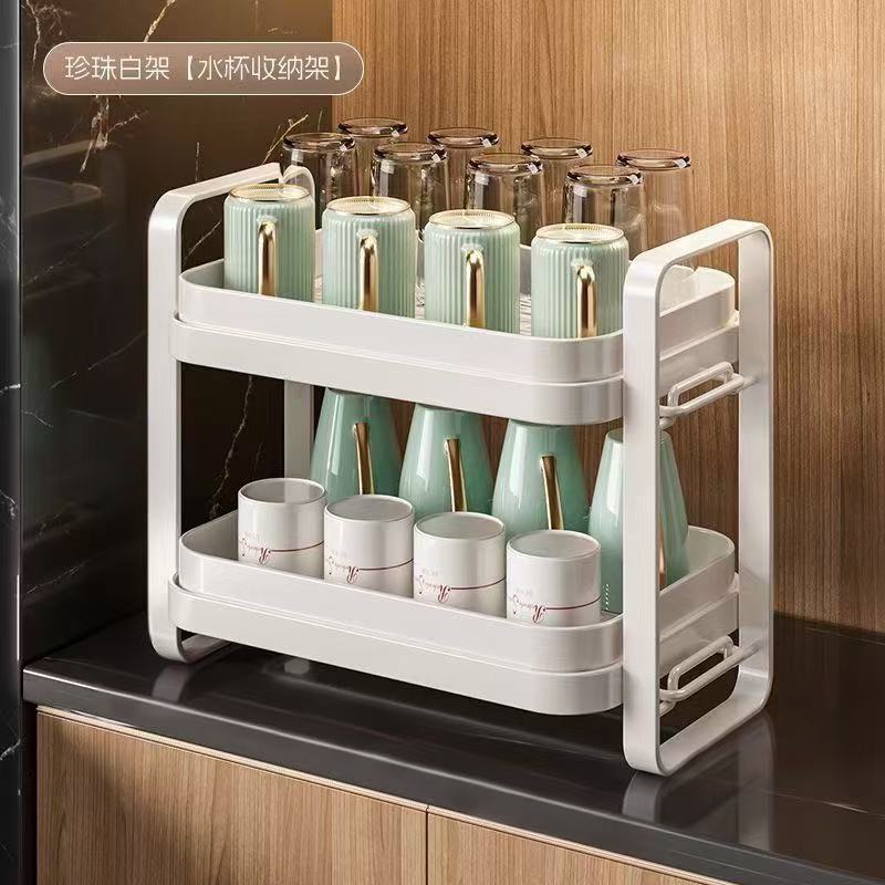 Escurridor de vasos de agua (blanco, dos niveles)