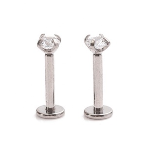 Fuxuan titanyum dahili dişli Prong seti CZ Labret çiviler Piercing Tragus - Product Image 3