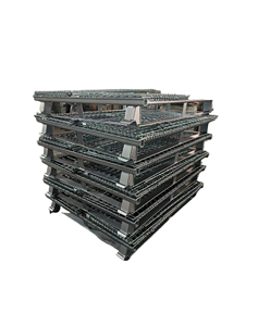 Contenedor plegable de alambre galvanizado, jaula de alambre con pies especiales para cinta transportadora para estante de palé, fácil carga en vigas - Product Image 1
