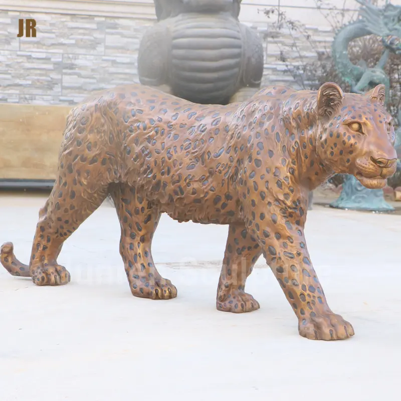 Vendita di buona qualità a grandezza naturale Art Casting scultura leopardata personalizzata scultura animale in bronzo