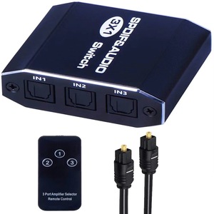 Digital SPDIF Toslink Optical Fiber <strong>Audio</strong> <strong>Switch</strong> 3port 3 in <strong>1</strong> Out with Optical Cable Support Digital &amp; DTS 5.<strong>1</strong>, PCM Stereo LPCM - Product Image 1