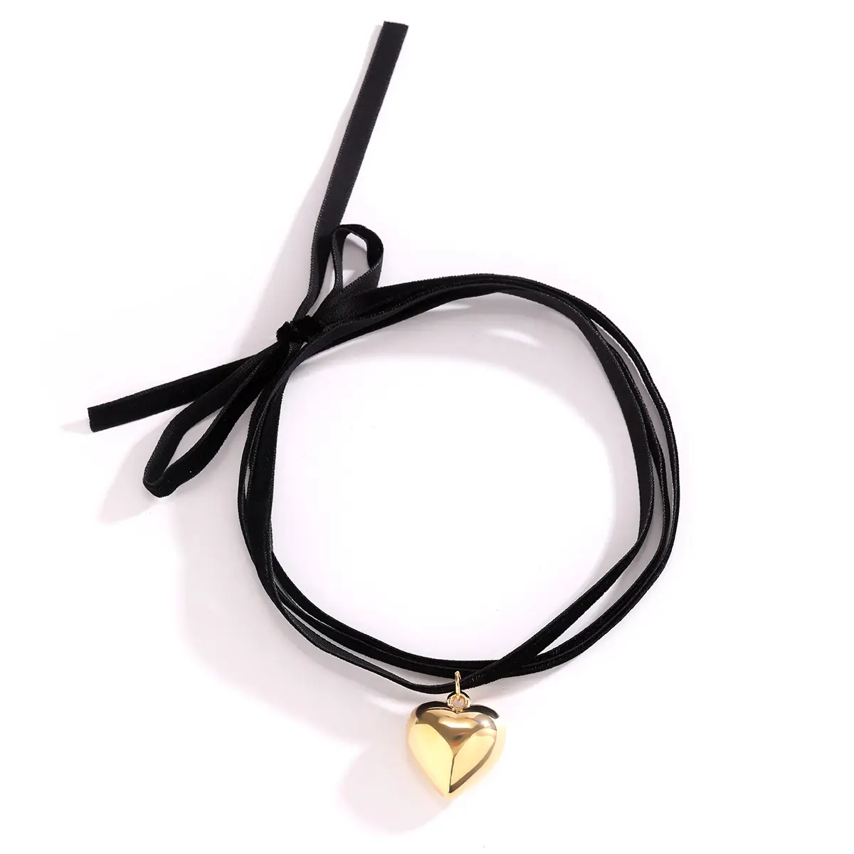 Gargantilla de amor extraíble larga, collar de mujer, colgante versátil en forma de corazón, encaje de terciopelo