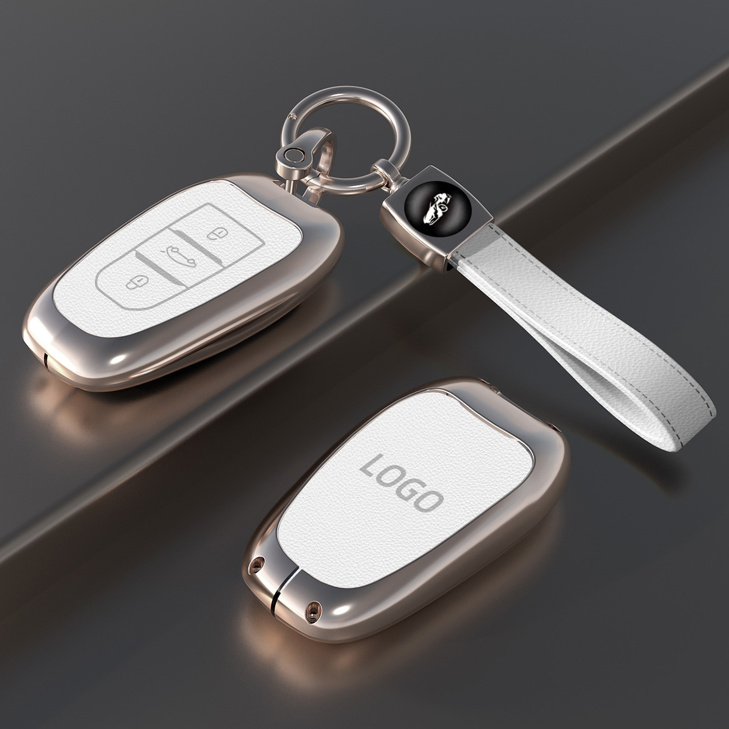 Manchon de clé blanc B avec cordelette.