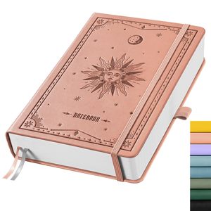 Tùy chỉnh thiên Tạp Chí nghệ thuật máy tính xách tay A5 Kích thước 14.5x21cm PU da bìa cứng cá nhân màu hồng với bìa dập nổi trang trống - Product Image 1
