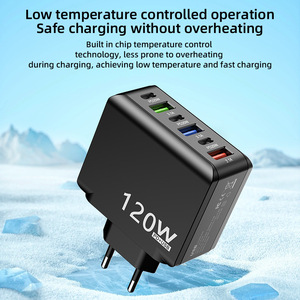 120w מטען קיר מהיר בלוק תקע 5 יציאות USB טעינה USB סוג c 2 usb מטען טלפון נייד