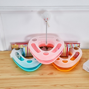 猫玩具三角游戏板塑料双色带弹簧鼠标互动猫逗玩具 - Product Image 4