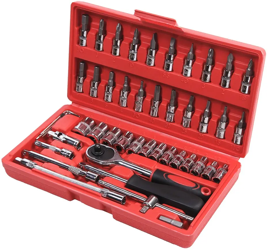 46 pcs kit di attrezzi per riparazione auto kit di utensili per presa kit di utensili manuali