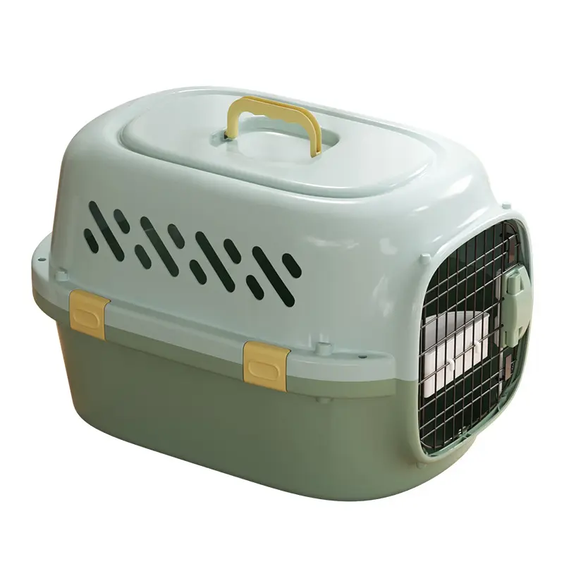 애완 동물 여행 및 야외 애완 동물 캐리 케이지 고양이와 개를위한 플라스틱 하우스 애완 동물 케이지 공기 운송 상자