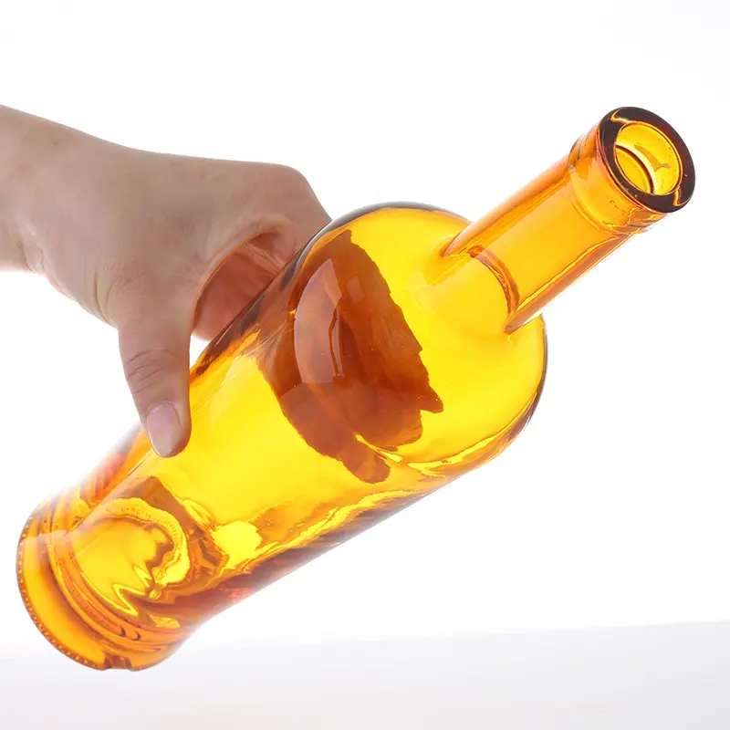 2024 nueva botella de whisky de vidrio transparente naranja artesanal Ron estilo ins